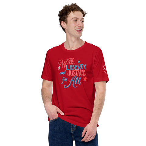 Karma Inc Apparel  Unisex T-Shirt Red / XS "WITH LIBERTY AND JUSTICE FOR ALL" Unisex Bella-Canvass T-Shirt